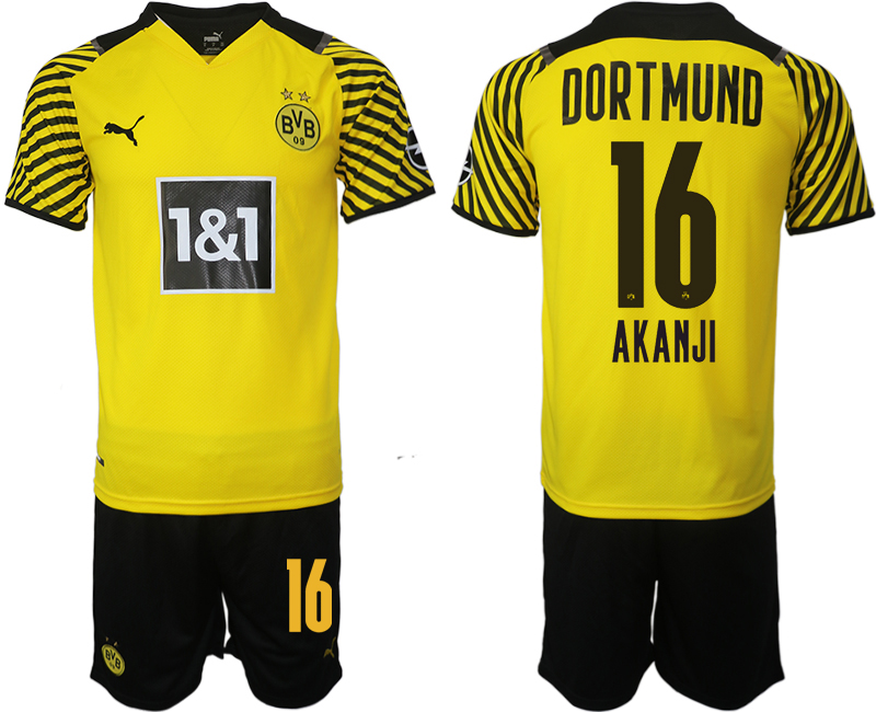 Men 2021-2022 Club Borussia Dortmund home #16 yellow Soccer Jersey->borussia dortmund jersey->Soccer Club Jersey